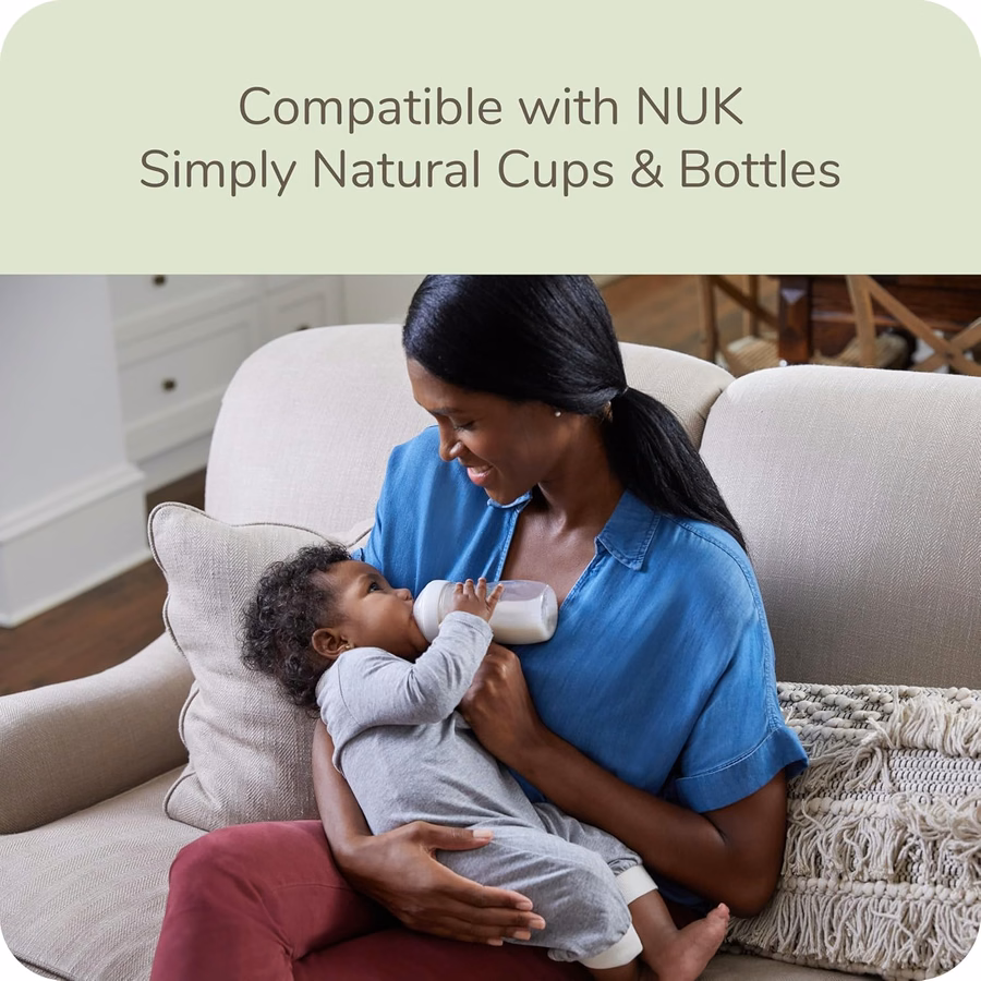 NUK Simply Natural Baby Bottle Nipples - Slow Flow, Silicone, Extra Soft, Anti-Colic Air System, BPA-Free, Pack of 2 : Baby