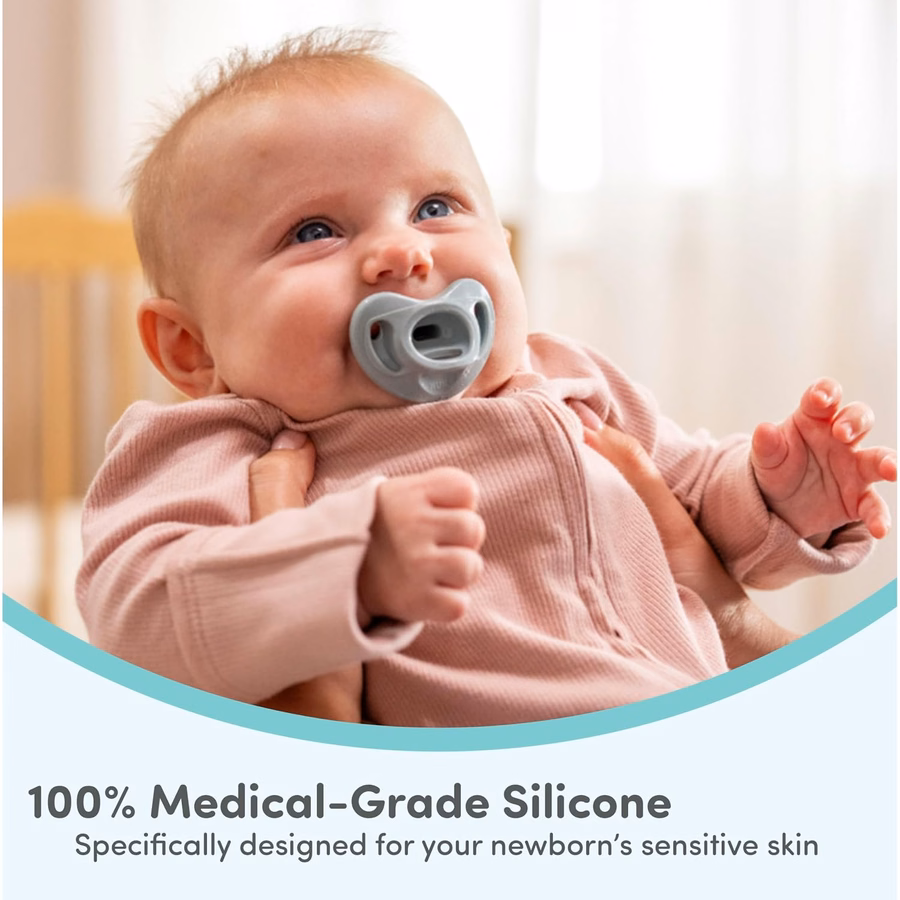 NUK Timeless Comfy Pacifier | 100% Silicone, One-Piece Design | BPA-Free, Gentle on Baby’s Skin | 5-Pack, for 6-18M : Baby