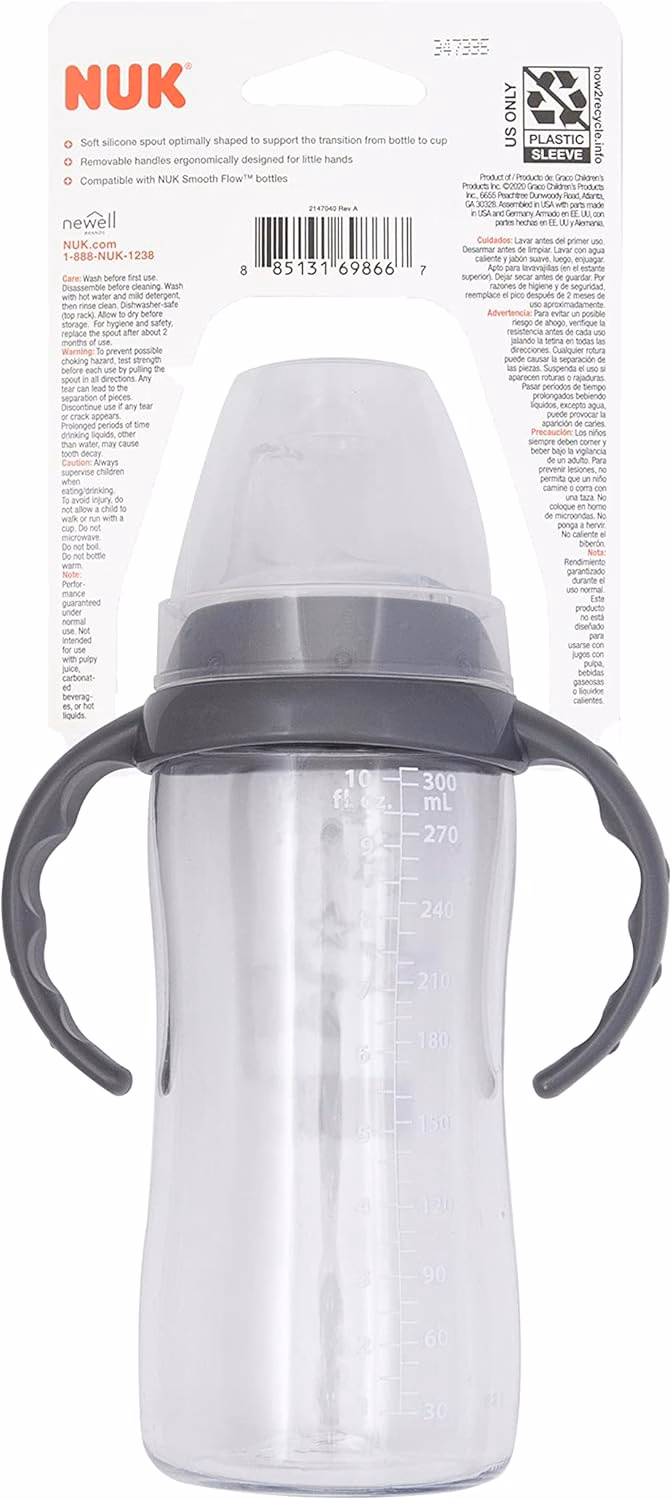 NUK Learner Cup, 10 Ounce, Tritan Gray Star – BPA Free, Spill Proof Sippy Cup : Baby