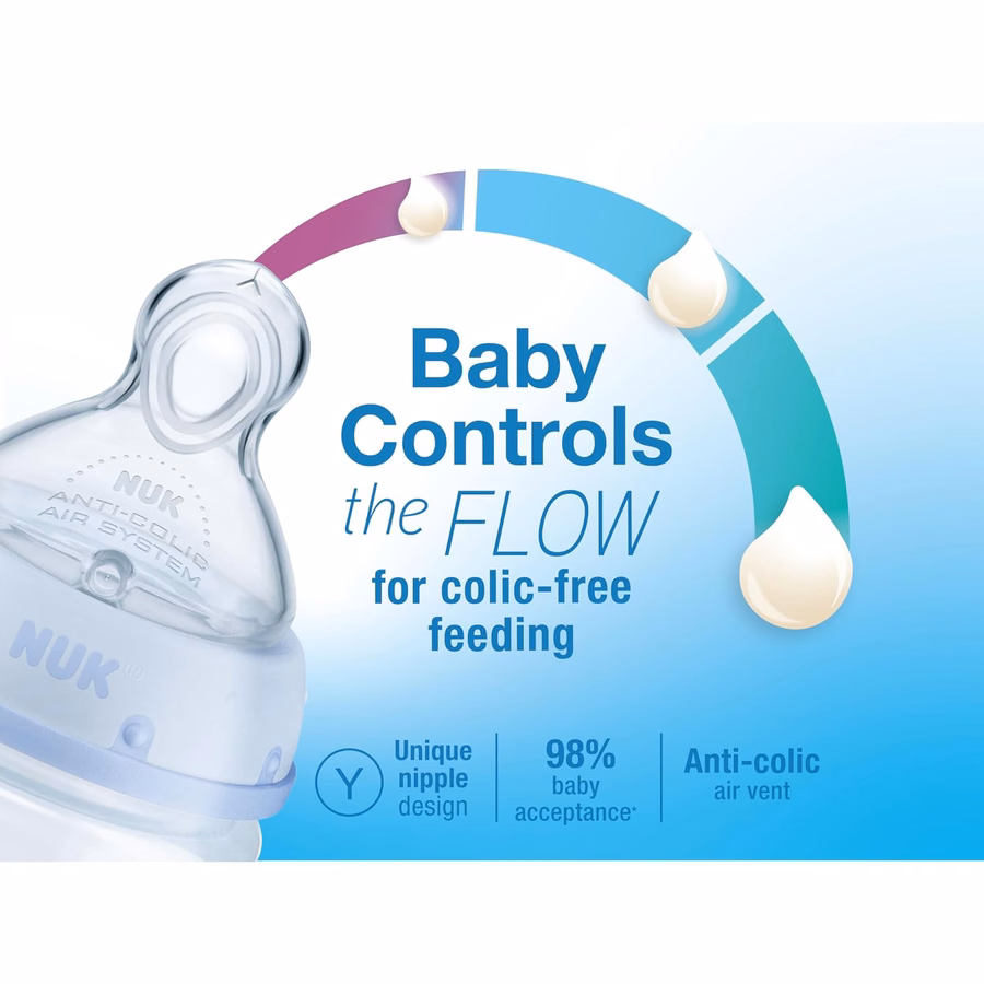 NUK Smooth Flow Anti Colic Baby Bottle, 5 oz, 4 Pack, Elephant : Baby