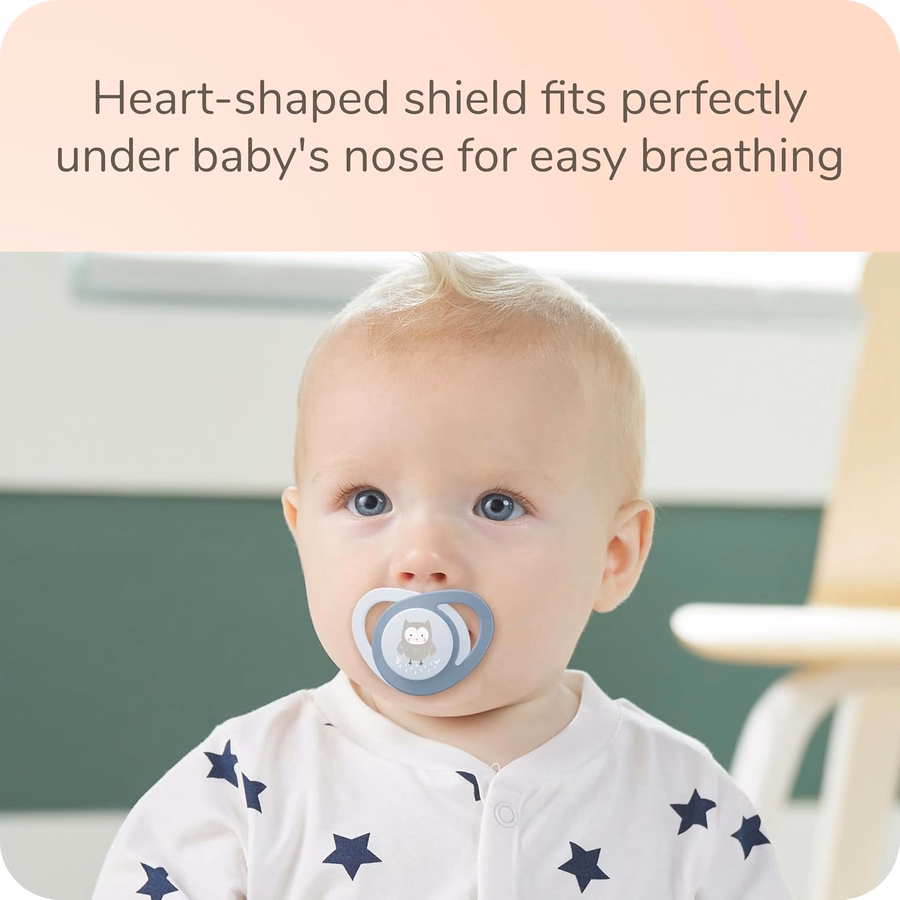 NUK Glow-in-the-Dark Orthodontic Pacifier with Heart-Shaped Shield, BPA-Free, fits 6-18 Months, 4-Pack : Health & Household