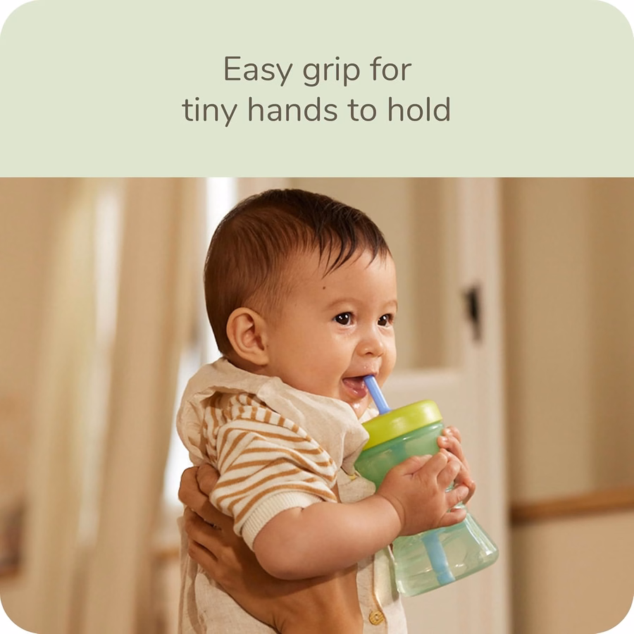 NUK Fun Grip Straw Cup, 3-Pack - Toddler Sippy Cup with Straw for Easy Drinking, Suitable for Ages 8 Months and Up : Baby