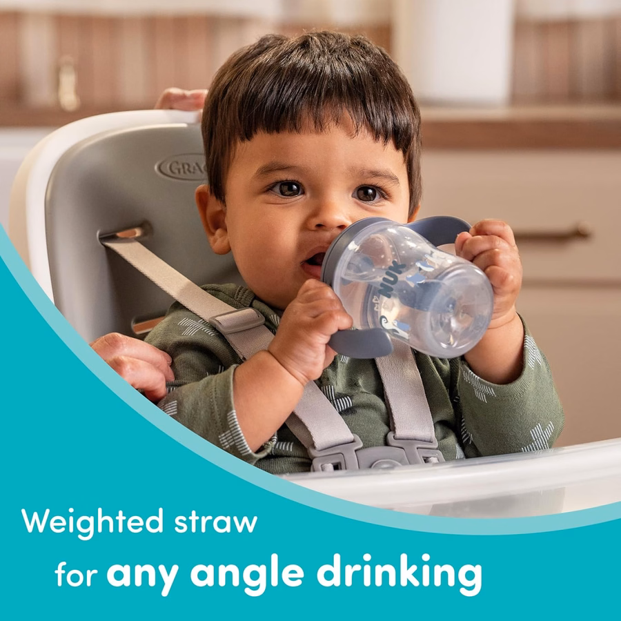 NUK Perfect Match Learner Straw Cup, 8 oz, 2 pack – Soft Straw, Easy-Grip Handles, BPA Free, Spill Proof Transition Sippy Cup : Office Products