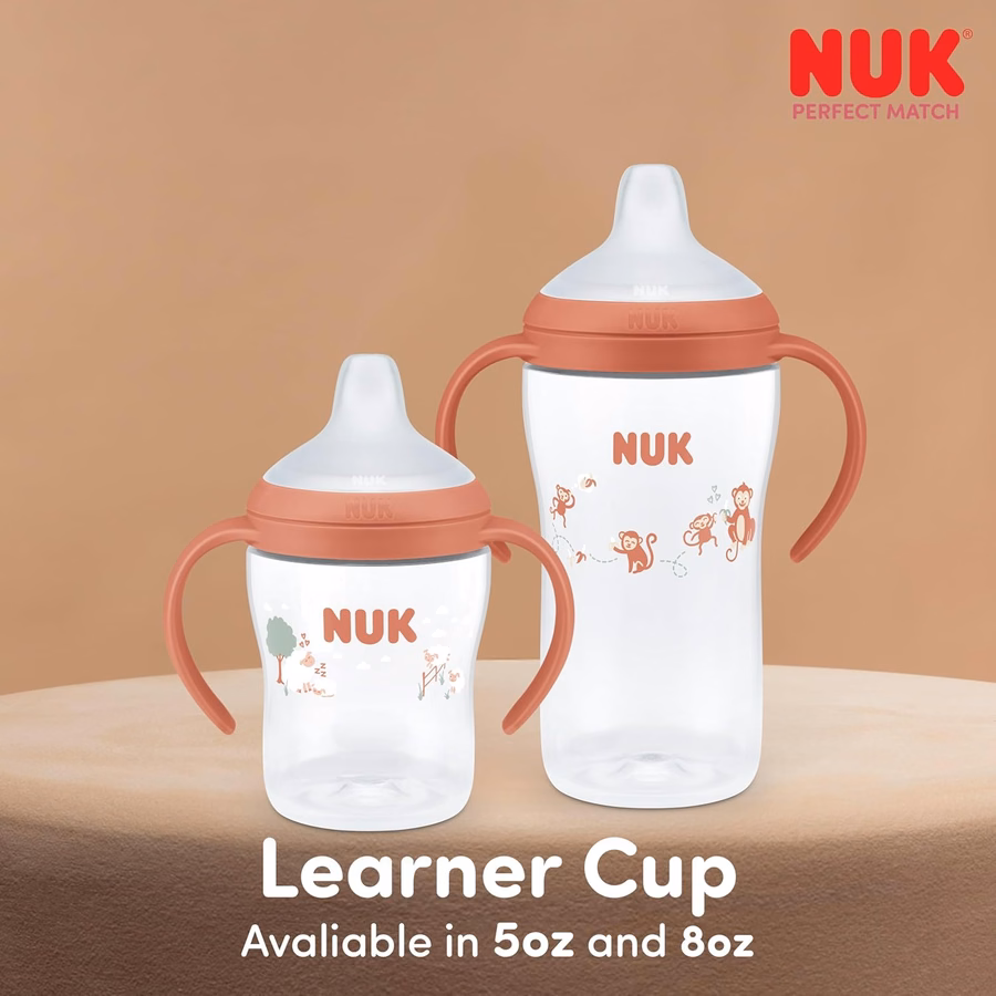 NUK Perfect Match Learner Cup, 5 oz, 2 pack – Soft Spout, Easy-Grip Handles, BPA Free, Spill Proof Transition Sippy Cup : Office Products