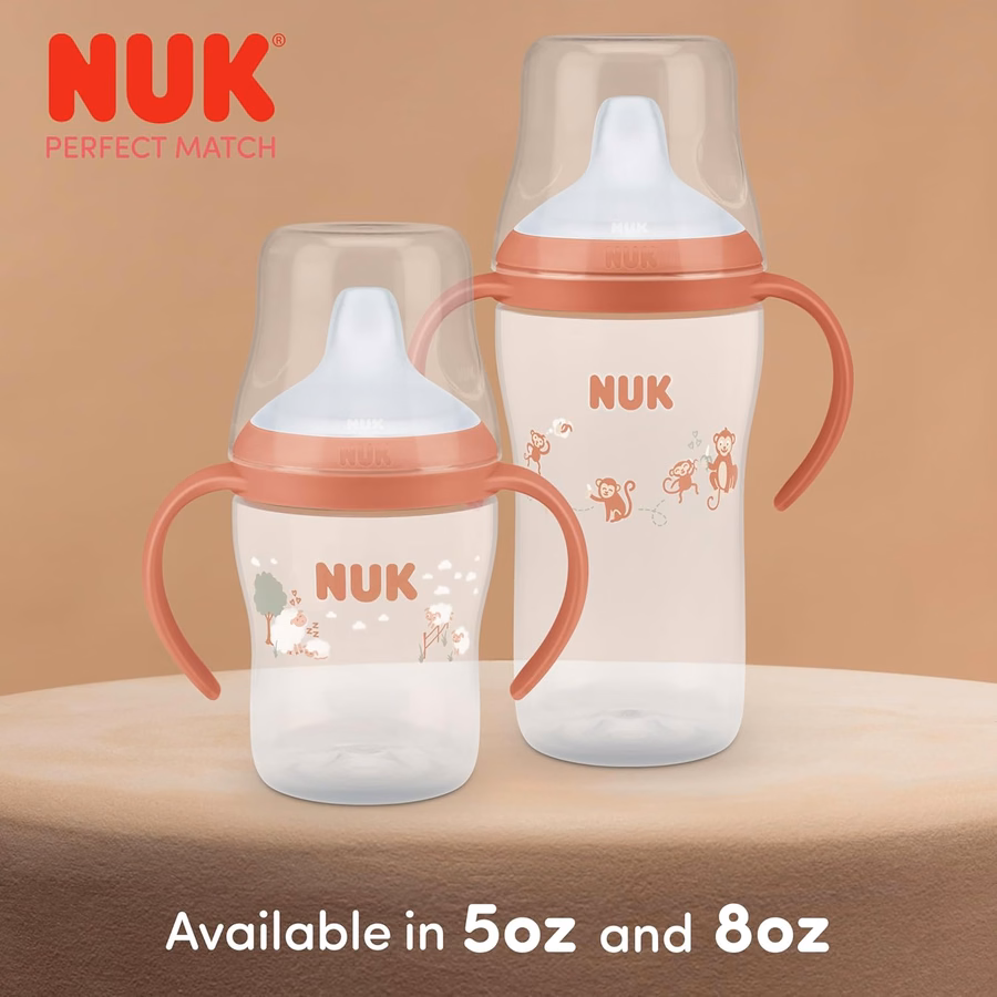 NUK Perfect Match Learner Cup, 5 oz, 2 pack – Soft Spout, Easy-Grip Handles, BPA Free, Spill Proof Transition Sippy Cup : Office Products