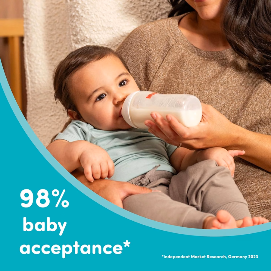 NUK Perfect Match Glass Natural + Anti-Colic Bottle, 8 oz. Glass Baby Bottles with SafeTemp Temperature Indicator, Newborn Essentials, 3-Pack : Baby