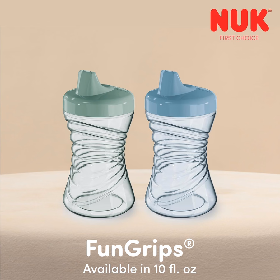 NUK First Choice Fun Grips Straw Cup 2.0, 10 oz. Sippy Cup with Handles, Leak Proof Straw Cup, 3-Pack : Baby