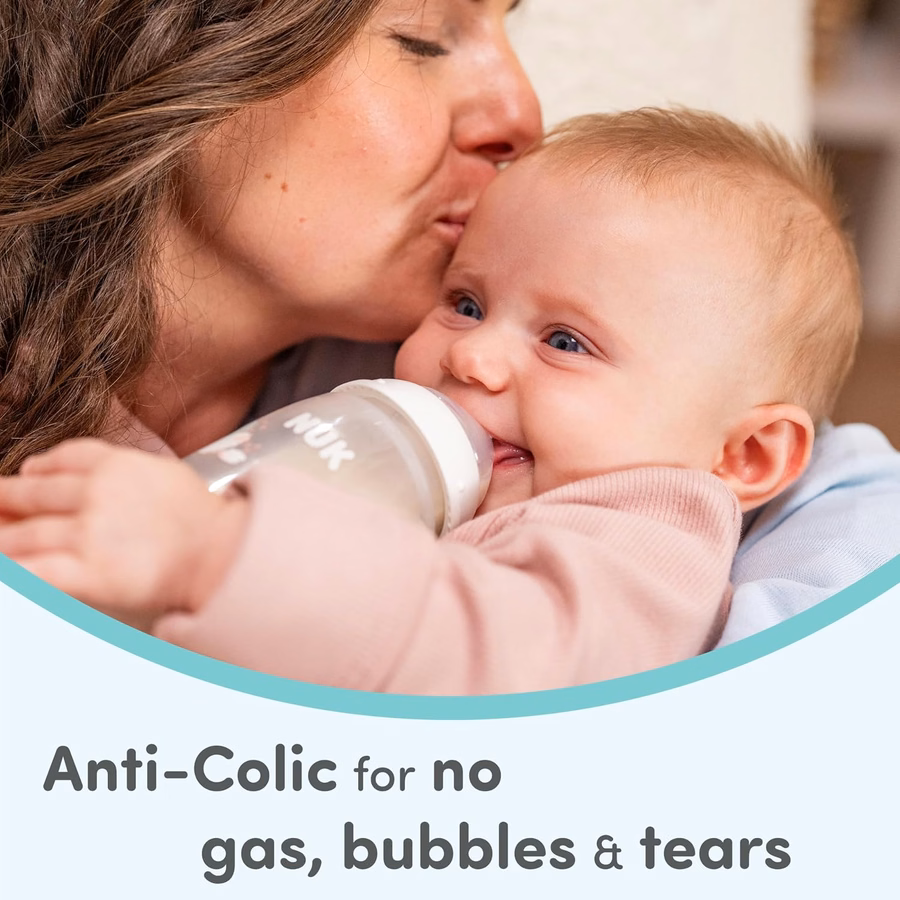 NUK First Choice Smooth Flow Anti-Colic Bottle Peach, 5 oz. Baby Bottle with SafeTemp Temperature Indicator, Newborn Essentials, 1-Pack : Baby