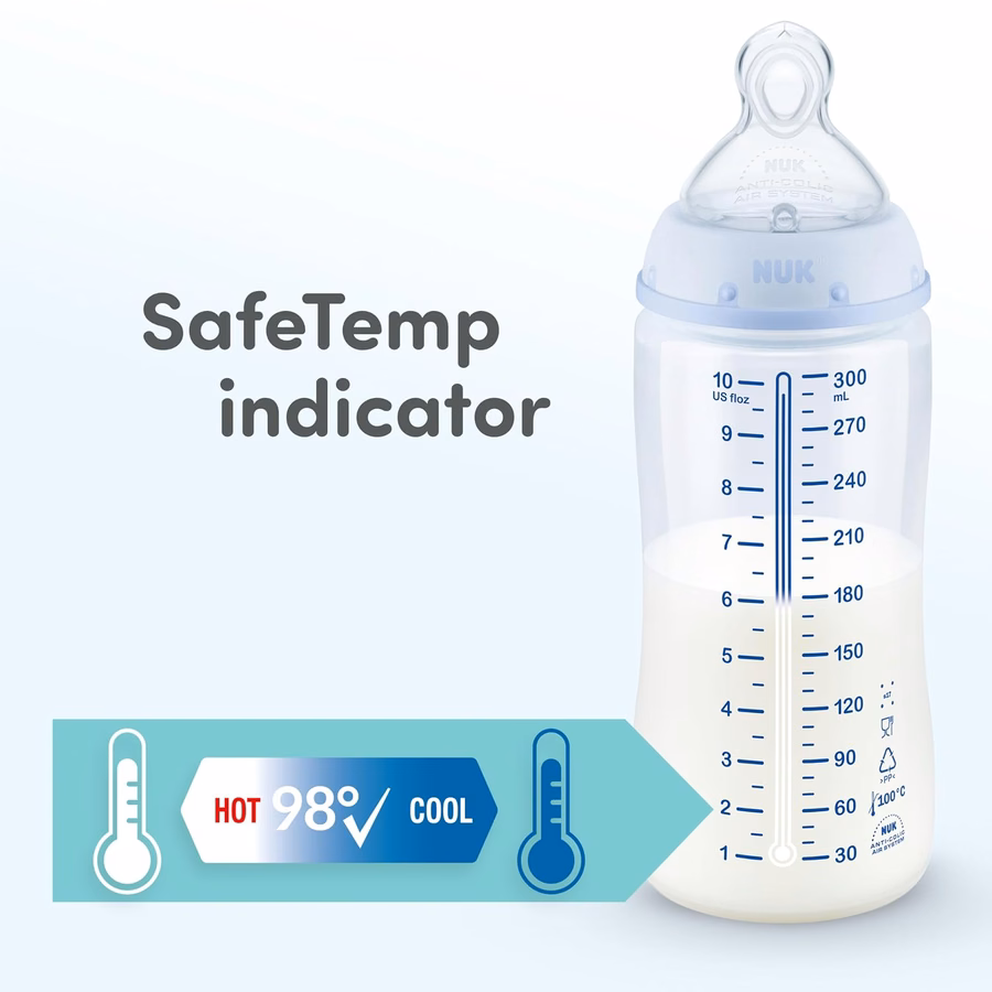 NUK First Choice Smooth Flow Anti-Colic Bottle Peach, 5 oz. Baby Bottle with SafeTemp Temperature Indicator, Newborn Essentials, 1-Pack : Baby